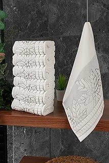 Çınar Jakarlı 6’Lı Kadife Pamuklu El Yüz Havlu Seti 30X50 Cm - 00434 - Gümüş ürün görseli 1