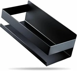 Mallart® Siyah Paslanmaz Metal Banyo Rafı - Yapışkanlı Duş Rafı Mutfak Düzenleyici Organizer - Matkap Gerektirmeyen Kolay Montaj ürün görseli 1
