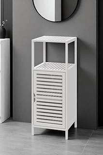 Digithome Bambu Beyaz Lake 1 Kapaklı 2 Raflı Banyo Düzenleyici Organizer Dik Dolap Db-0044 ürün görseli 1