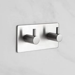 Deltahome Paslanmaz Çelik 2 Topuzlu Bornoz Askısı Havluluk Xl Askılık Inox - Kendinden Yapışkanlı ürün görseli 1