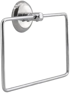 Kare Krom Havlu Halkası Duvara Monte, Parlak Krom Kaplama Metal Banyo Havluluğu, Tasarım Kare Havlu Askılığı, Lavabo Yanı Havlu Tutucu Banyo Aksesuarı ürün görseli 1