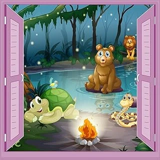 Çocuk Odası Bebek Odası Pencere Poster Duvar Kağıdı Hayvanlar Kamp ürün görseli 1