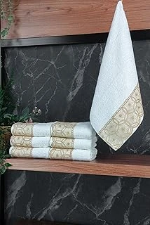 Dantelli Güpürlü Lüks%100 Pamuk Çeyizlik 6 Lı El Yüz Havlu Seti 40X70 - Sarı - 4400 ürün görseli 1
