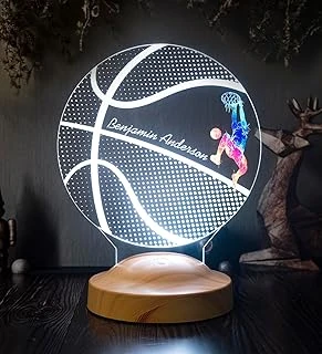 Basketbol Severlere Hediye, İsimli Basketbolcu Hediyesi 3D Led Lamba, Basketbol Hocasına Hediye, Basketbol Topu Lamba ürün görseli 1