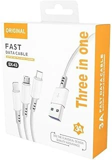 3Ü1 Arada Usb Kablo. Şarj Kablosu, Çoklu Sarj Kablosu 3 Uçlu Type-C Uyumlu ürün görseli 1