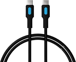 Coral Type C-C Power Delivery Hızlı Şarj Kablosu, Siyah Kablo, Mavi/Siyah Uçlar (120 Cm) ürün görseli 1