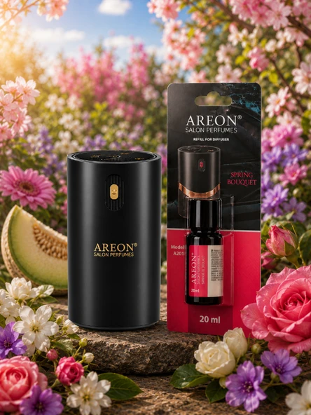 Areon Aromatik Difüzör Siyah (Klasik Metal) + Spring Bouquet ürün görseli 1