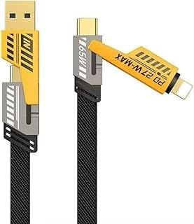 4 In 1 Çoklu Usb Şarj Kablosu: 1M, Type C To Lightning Örgü Şarj Kablosu Usb A/Usb C 65W Tip C/27W Pd Her Cihaz Ile Uyumlu Metal Başlıklı ürün görseli 1