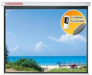 Codegen Ex-20 200X200Cm Siyah Fonlu Elektrikli Uzaktan Kumandalı Projeksiyon Perdesi, Beyaz ürün görseli 1