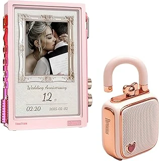 Divoom Lovelock Ses Kayıt Özellikli Bluetooth Hoparlör Times Frame Akıllı Dijital Çerçeve Hediye Seti, Pembe ürün görseli 1