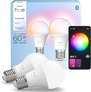 Hue Essential 8W E27 806 Lumen Renkli Akıllı Ampul A60 (2'Li Ekopaket) ürün görseli 1