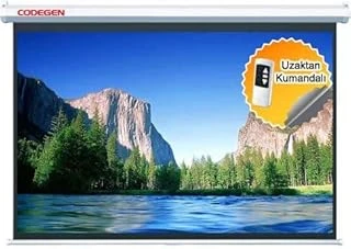 Codegen Ex-18 180X180Cm Siyah Fonlu Elektrikli Uzaktan Kumandalı Projeksiyon Perdesi, Beyaz ürün görseli 1