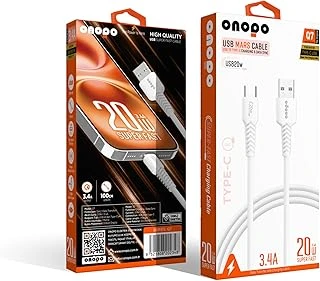 Onopo Android Uyumlu Type-C To Usb 3.4A Hızlı Şarj Data Kablosu 1 Metre - Q7 | Beyaz Kablo ürün görseli 1