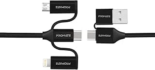 Promate Şarj Kablosu 6 Sı 1 Aradaçoklu Uçlu Universal Lightning Usb Type-C Micro Usb/Promate Pentapower.Black ürün görseli 1