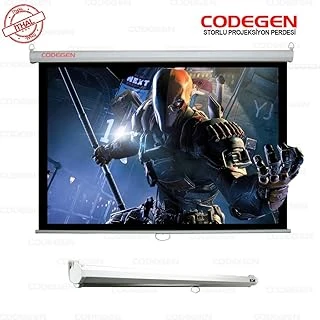 Codegen Ax-24 240X200Cm Siyah Fonlu Storlu Kilitleme Mekanizmalı Projeksiyon Perdesi, Beyaz ürün görseli 1