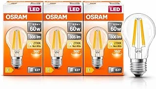 Led Filament Ampul 6.5W (60W Eşdeğer) 2700K Sarı Işık 806 Lümen E27 Duy – 3’Lü Paket – E Sınıfı – 360° Işık – 105X60 Mm – Dimmer Uyumlu Değil ürün görseli 1