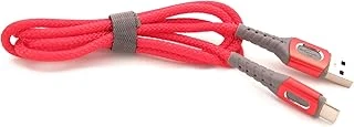 Usb-A To Type-C, 5 Amper Şarj Data Veri Kablosu, Örgülü Hızlı, Kırmızı, 1 Metre, ürün görseli 1