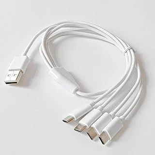 4 In 1 Usb Tip-C Şarj Kablosu Çoklayıcı, Beyaz, 1 Metre, Çoklu Cihaz Şarj Kablosu ürün görseli 1