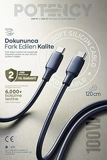 Pdateknoloji 100W Potency Type-C To Type-C Isıya Dayanıklı Hızlı Şarj Data Kablosu 1.2M Siyah ürün görseli 1