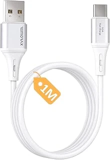 Usb A-Type C Şarj Kablosu, 3.1A Hızlı Şarj, Beyaz/Gümüş Metal, Remorax Wahoo (1Ad X 1Metre Beyaz) ürün görseli 1
