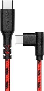 Type-C To Type-C Ile Uyumlu Iphone Ile Uyumlu Hızlı Şarj Data Kablosu 40 Cm L Tipi Hasır Örgülü (Kırmızı) ürün görseli 1
