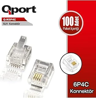 Qport Q-K6P4C Rj11 Telefon Soketi 100 Lü Paket ürün görseli 1
