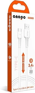 Android Uyumlu 2 Metre Type-C To Usb Kablo – 3.4A Hızlı Şarj Veri Aktarımı, Beyaz | Onopo Q4 ürün görseli 1