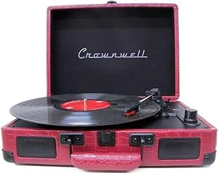 Crownwell Şarjlı Çantalı Pikap Cw002-Ch Turntable Suitcase Cr Series Kırmızı Bluetoothlu ürün görseli 1