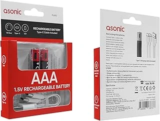 Pl1400, Aaa, Şarjlı Pil, 1.5Volt, 400Mah/750Mwh, Type-C Ile Kolay Şarj, 2 Li Paket ürün görseli 1