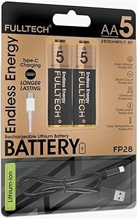 Şarjlı Kalın Kalem Pil Aa Şarj Edilebilir Pil 1.5V 2800Mwh Lityum-İon Kalın Pil Aa 5 Type-C Şarjlı (Aa, Her Paket, 2) ürün görseli 1