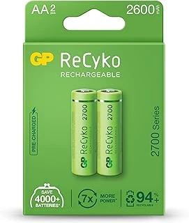 Gp Batteries Recyko+ 2700 Aa Kalem Ni-Mh Şarjlı Pil, 1.2 Volt, 2'Li Kart ürün görseli 1