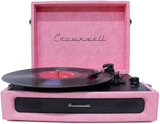 Casablanca Serisi Çanta Pikap – Pembe Süet Kaplama, Dahili Hoparlörlü, 3 Hızlı (33/45/78 Rpm), Bluetooth Bağlantılı, Taşınabilir Plak Çalar ürün görseli 1