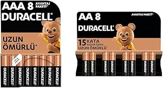 Alkalin Aaa İnce Kalem Piller, 1,5 V Lr03/Mn2400, 8'Li Paket + Alkalin Aa Kalem Piller, 1,5 V Lr6/Mn1500, 8'Li Paket ürün görseli 1