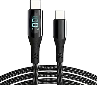 100W Type-C Dijital Göstergeli Şarj Veri Kablosu, Örgülü, 1.2 Metre, Siyah ürün görseli 1