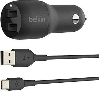Belkin Çift Usb Araç Şarj 24 W + Usb-C Kablosu (Boost Charge Çift Bağlantı Noktalı Araç Şarjı, 2 Bağlantı Noktalı Usb Araç Şarjı) Switch Araç Şarjı, Ipad Araç Şarjı ürün görseli 1
