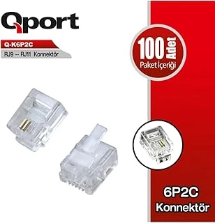 Qport Q-K6P2C Rj9-Rj11 Telefon Soketi 100 Lü Paket ürün görseli 1