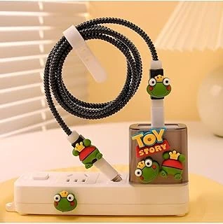 Gritty Iphone 18W/20W İle Uyumlu Şarj Kılıfı, Şarj Kablosu Örme Aparatı, Toparlayıcı, Kablo Koruyucu, Toy Story Kurbağa ürün görseli 1