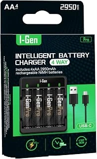 I-Gen G429 4'Lü Pil Şarj Aleti + 4 Adet Aa 2950 Mah Şarjlı Kalem Pilli Set ürün görseli 1