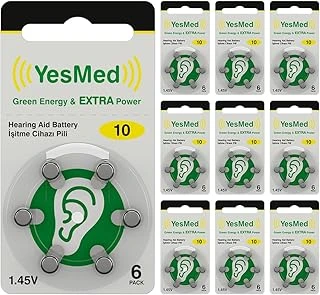 Yesmed Extra Power 10 Numara İşitme Pili (10 Paket X 6 Adet = 60 Adet Pil) ürün görseli 1