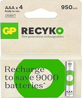 Gp Batteries Recyko 950 Aaa İnce Kalem Ni-Mh Şarjlı Pil, 1.2 Volt, 4'Lü Kart ürün görseli 1