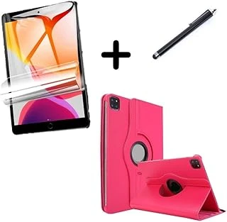 Ipad 12.9 3. 4. 5. 6. Nesil Ile Uyumlu Kılıf Dönen Tablet Kilifi Ekran Koruyucu+Kalem 2018-2022 Pembe Koyu ürün görseli 1