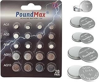 Poundmax 20 Adet Ag1,Ag3,Ag4,Ag10,Ag13 Alkalin Karışık Pil ürün görseli 1