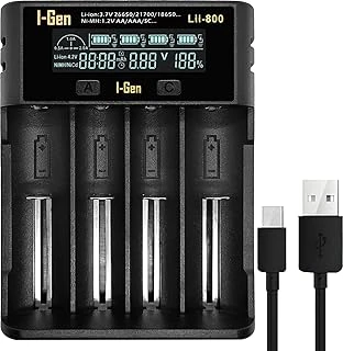 I-Gen Batteries Lii-800 Akıllı Li-Ion Pil Şarj Cihazı, Type-C Girişli, Lcd Ekranlı, 4 Slot Şarj, Li-Ion & Ni-Mh Uyumlu (18650/21700 / Aa/Aaa) ürün görseli 1