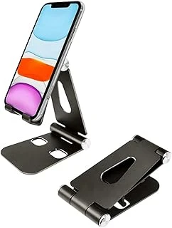 Coverzone Komple Alüminyum Ayarlanabilir Ergonomik Katlanabilir Oynar Başlıklı Kaymaz Zemin Tabanlı Ergonomik G50 Telefon Tutucu Standı Desk Holder (Siyah) ürün görseli 1