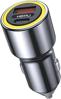 Hepu Hp-782 Araç Içi Şarj 3.1A Pd 48 Watt Fast Hızlı Şarj Aleti Metal Çakmaklık Şarj Type C 2-Port Işıklı ürün görseli 1