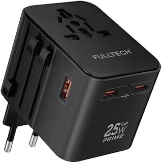 Universal Seyahat Adaptörü, 25W Gan Hızlı Şarj, 2X Usb-C + 1X Usb-A, Universal Adapter, Priz Dönüştürücü, 200+ Ülke Uyumlu, Çoklu Cihaz Şarj, Kompakt Tasarım ürün görseli 1
