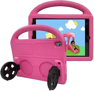 Constrain - Ipad Ile Uyumlu 10.2 (9.Nesil) Wheel Car Tekerlek Standlı Tablet Eva Silikon Kılıf - Pembe Koyu ürün görseli 1