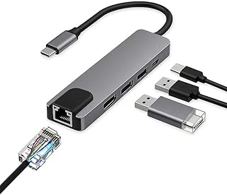 Coverzone Usb C 5In1 Çoklayıcı Adaptör – 4K Hdmi, Gigabit Lan, Usb-C Pd, 2× Usb 3.0 Portlu Type-C Hub | Laptop, Macbook Chromebook Ile Uyumlu Bağlantı Genişletici Dönüştürücü | Zr34 ürün görseli 1
