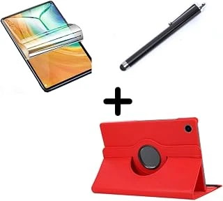 Tab M10 3. Nesil Tb-328Fu T610 Ile Uyumlu Kılıf Dönen Tablet Kilifi Ekran Koruyucu+Kalem Kırmızı ürün görseli 1