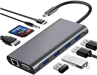 Coverzone Type-C To Hdmi Adaptör 11 In 1 Dört Usb 3.0 Bağlantı Noktası 4K Hdmi Vga Type C Pd Usb3.0 Rj45 Ethernet Sd Tf Kart Okuyucu 3.5Mm Aux Macbook Air Uyumlu ürün görseli 1